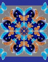 Butterfly Kaleidoscope Cobalt flat